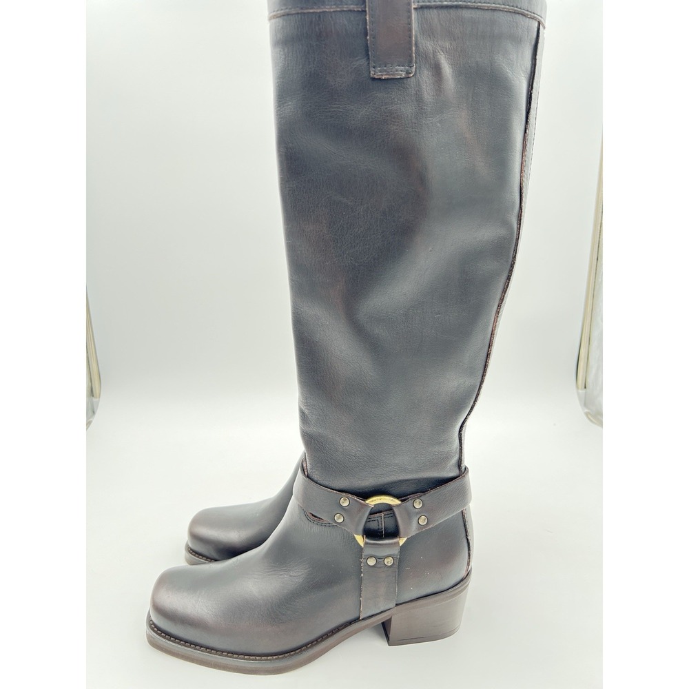 Sundance Italy Black Leather Tall Riding Boots Buckle Women's Made In Italy 8 - Picture 9 of 13